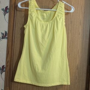 Bright Yellow Tank Top with Cute Ruffled Sleeves & Neckline | Size S
